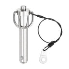 uxcell 1 Pcs Quick Release Pin, 1/2" x 1.77"(Dia. x L) Push-Button Ball Locking Pin 304 Stainless Steel Ring Handle Locking Pin with Wire for Audio Bimini Top Marine, Silver