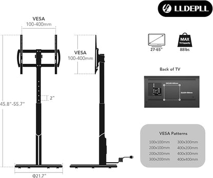 Floor Mobile TV Stand with Power Outlet, Rolling TV Cart - Image 8