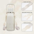 BJPKPK Insulated Thermos 40oz Water Bottle with Lid and Carry Handle Double Wall Stainless Steel Water Bottles for Sports,Beige