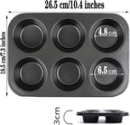 2 Packs Nonstick Round Muffin Baking Pan Tin, 6-Cup Muffin Tin, Cupcake Pans, Cheesecake Pans, Carbon Steel, Black
