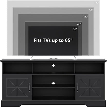Xixini Farmhouse TV Stand for 65/60/55 Inch Tvs, Rustic Entertainment Center - Image 2