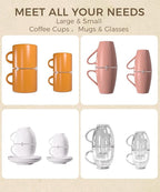 Coffee Mug Organizers and Storage (8Pack), Adjustable Stackable Cup Organizer for Kitchen Cabinets Shelf Organization, Cupboard Save Space Cup Stacker Holder for Tea Cup/Coffee Mugs/Glasses