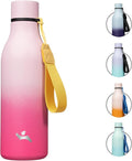 Insulated Water Bottle with Strap,18 oz Double Wall Stainless Steel Vacuum Bottles Metal Water Flask,Cherry