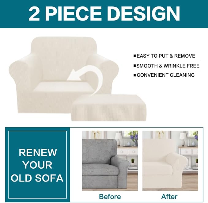 Turquoize 2 Piece Chair Covers Armchair Covers - Image 4