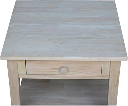 Solid Wood Spencer End Table, Unfinished - Image 10