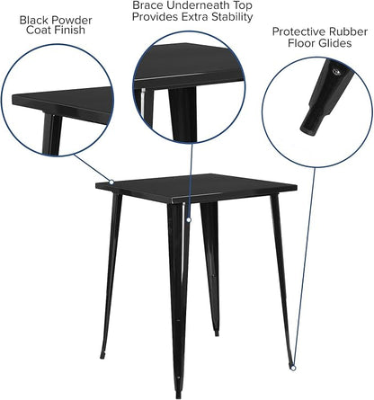 Flash Furniture Nolan Commercial Grade 31.5" Square Black Metal Indoor-Outdoor - Image 4