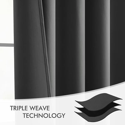 MIULEE Grey Back Tab Blackout Curtains 52x102 Inch Long 2 Panels Set | Rod - Image 7