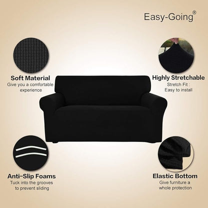 Easy-Going Stretch Oversized Sofa Couch Slipcover Washable Black | 1-Piece - Image 3