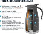 MIRA Stainless Steel Thermal Coffee Carafe, Double Wall Insulated Vacuum Flask, Tea, Water, and Coffee Dispenser, 1.5 Liter / 50oz, Black