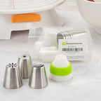 Restaurantware Pastry Tek Russian Piping Tips Set 20 Piece Durable Cake Decorating Kit - 9 Piping Tips 10 Piping Bags Stainless Steel Piping Bags And Tips Set 1 Tri-Color Coupler