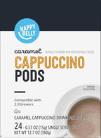 Amazon Brand - Happy Belly Cappuccino Coffee Pods Compatible with K-Cup Brewers, Caramel Flavored, 24 Count (Pack of 2)