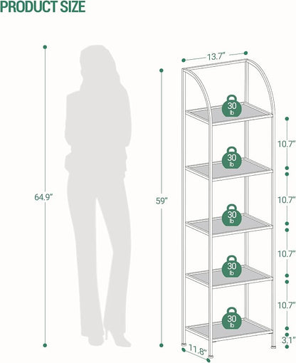 Hzuaneri Bookcase Bookshelf, Tempered Glass Arched Bookshelf - Image 2