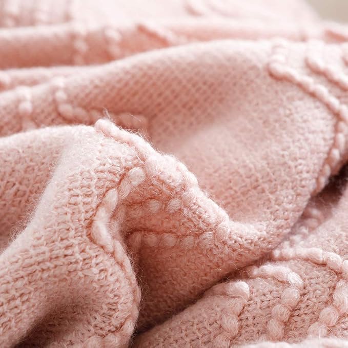 BOURINA Pink Throw Blanket 50x60 Inches Throw Textured Solid Soft Sofa Throw - Image 6