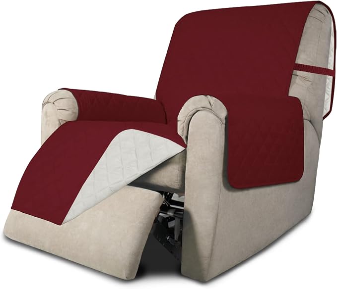 Easy-Going Reversible Couch Cover, Recliner 22 in, Christmas Red/Ivory | by Easy-Going