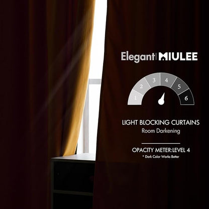 MIULEE Velvet Blackout Curtains 52x72 inches 2 Panels Mustard Yellow | Luxury - Image 5