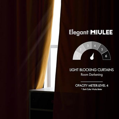 MIULEE Velvet Blackout Curtains 52x96 inches 2 Panels Mustard Yellow | Luxury - Image 5