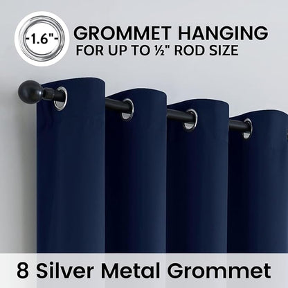 SimpleHome Navy Blue 100% Blackout Curtains Room Darkening Living Room 84 | - Image 6