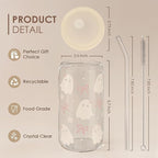 Halloween 16oz Can Glass Tumbler with Acrylic Lid & Straw, Iced Coffee Cup for Women Girls, Aesthetic Cups Gifts for Party