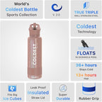 Coldest Insulated Water Bottle with Straw Lid - Stainless Steel Metal Insulated Bottle for Men & Women (Golden Rose Glitter, 40 oz)
