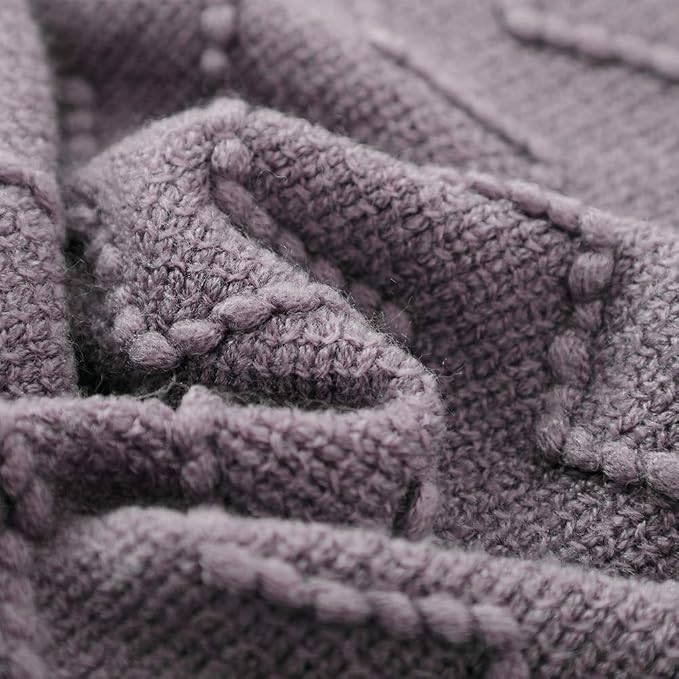 BOURINA Dark Lavender Throw Blanket 50 x90 Inches Textured Solid Soft Sofa - Image 6