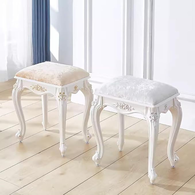 Vintage Vanity Stool Vanity Chair, Round & Rectangular Makeup Stool, Cute - Image 2
