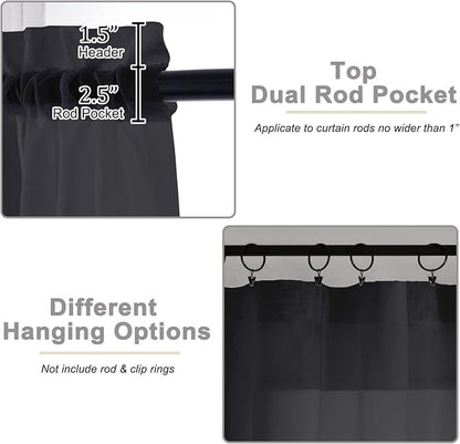 Extra Long Black Sheer Curtains - Image 4