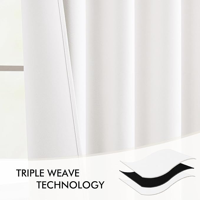 MIULEE Pure White Back Tab Blackout Curtains 52x108 Inch Long 2 Panels Set | - Image 7