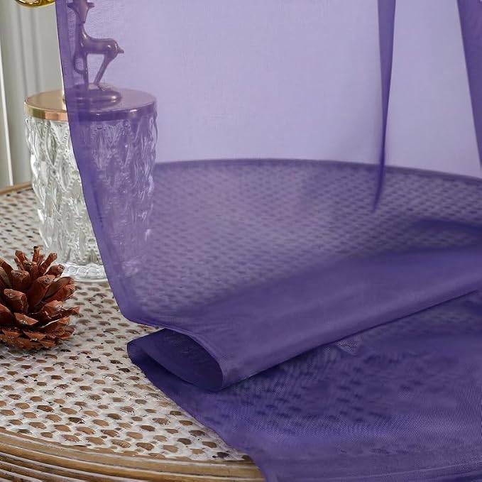 Purple Sheer Curtains 78 Inches Long 2 Panels - Image 2