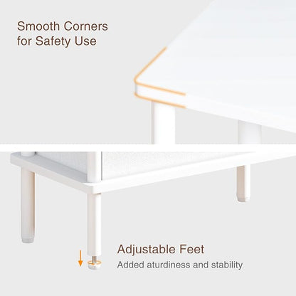 Narrow Side Table with Fabric Basket, Slim Nightstand with 3-Tier Storage Shelf - Image 7