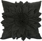 Black Accent 3D Flower Decorative Throw Pillow Covers by BellasGifts