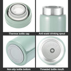 10oz Mini Water Bottle Stainless Steel Thermos Small Flask - Insulated Vacuum, Leak Proof, Keeps Drinks Hot/Cold - Ideal for Coffee, Tea, Water - Light green