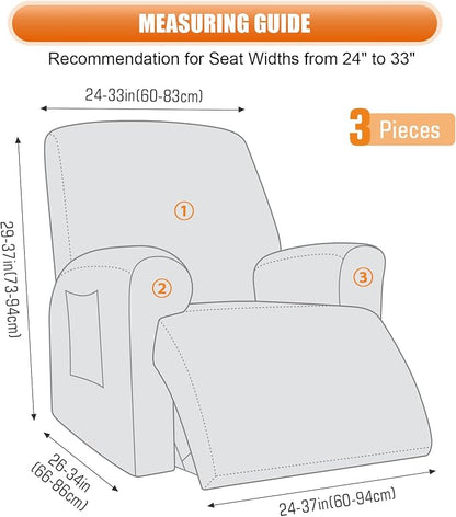 VANSOFY Recliner Chair Cover, 3-Pieces Stretch Lazy Boy Recliner Covers - Image 3