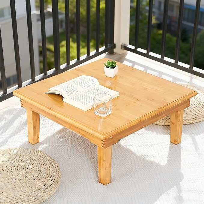 SH-tables Folding Japanese-Style Square Bamboo Table - Image 3