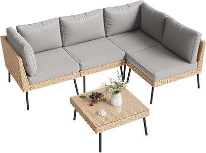 Aoxun 5-Piece Patio Furniture Set, Wicker Outdoor Furniture - Image 9