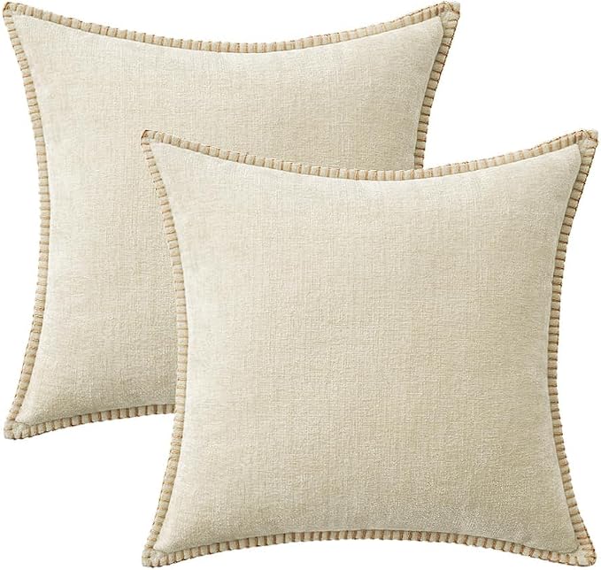 MIULEE Decorative Couch Throw Pillow Covers 16x16 Inch Cream White 2 Pack | - Image 8
