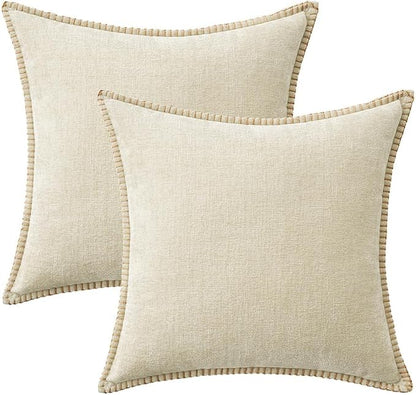 MIULEE Decorative Couch Throw Pillow Covers 18x18 Inch Cream White 2 Pack | - Image 8