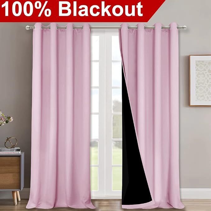 NICETOWN 100% Blackout Blinds, Baby Pink, Laundry Room Decor Window Treatment - Image 2