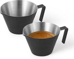 MHW-3BOMBER Espresso Measuring Cup 2 Pack Double Shot Espresso Cups Stainless Steel Coffee Bean Dosing Cup Espresso Machine Accessories (Matte Black) G6197B-OS