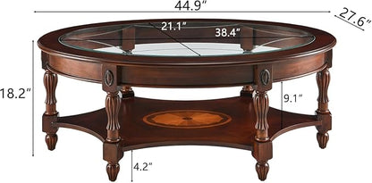 Traditional Solid Wood Oval Coffee Table, Elegant Center Table - Image 3