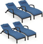 HOMREST Chaise Lounge Chairs Set of 4, PE Rattan Wicker Recliner, Patio Lounge by HOMREST