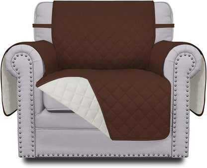 Easy-Going Reversible Couch Cover, Small Chair, Coffee/Ivory | Machine Washable by Easy-Going