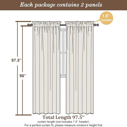 Chyhomenyc Taupe Sheer Curtains 96 inches Long 2 Panels, Light Filtering Soft - Image 4