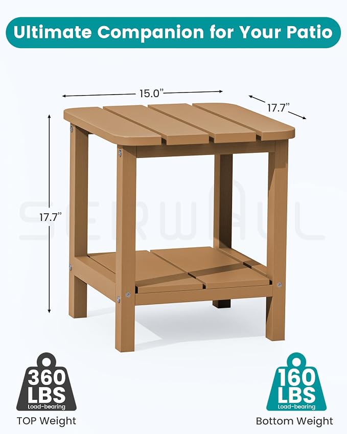 SERWALL Double Adirondack Side Table Rectangular End Table Set of 6 - Image 2