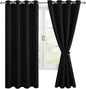 Blackout Curtains for Bedroom, 52 x 63 Inches Length Black 2 Panels | Thermal by Hiasan