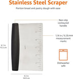 Amazon Basics Multi-Purpose Stainless Steel Scraper/Chopper with Contoured Grip, 6", Black, Silver