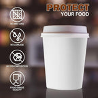Smygoods White Disposable Paper Coffee Cups with Lids (8 OZ, 50 Count) For Hot Beverages, Tea, Espresso, Cocoa - To Go Drink Containers, Café & Office