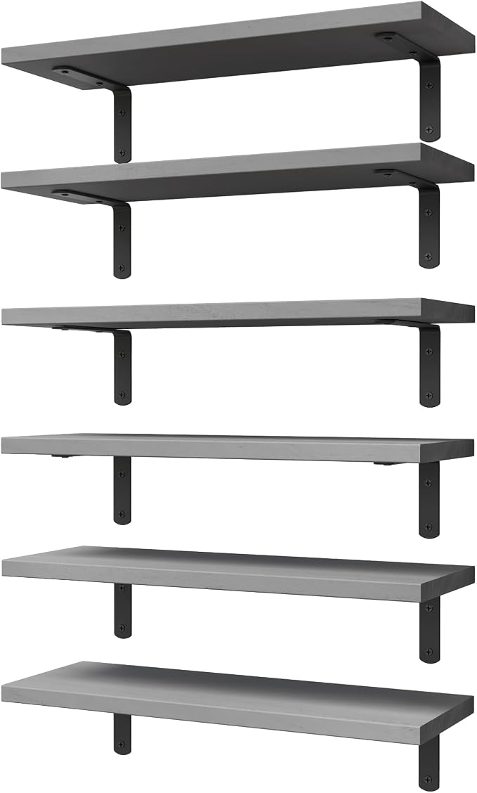 WOPITUES Wood Floating Shelves Set of 6, Shelves by WOPITUESOfficial