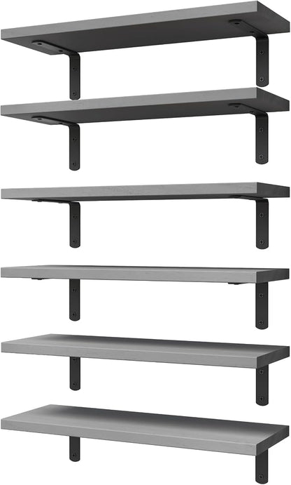 WOPITUES Wood Floating Shelves Set of 6, Shelves by WOPITUESOfficial