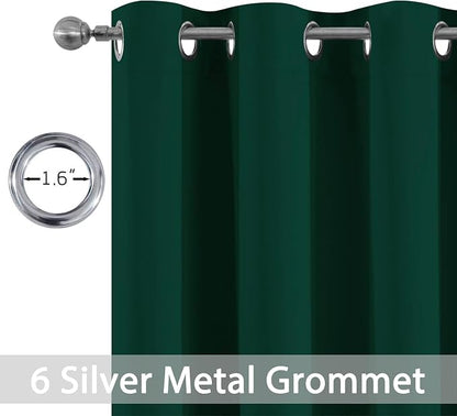 Yakamok Room Darkening Curtains 42x72 inch Length Dark Green-Living Room | 2 - Image 2