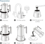 Easyworkz Diego Stovetop Espresso Maker Stainless Steel Italian Coffee Machine Maker 12Cup 17.5 oz Induction Moka Pot